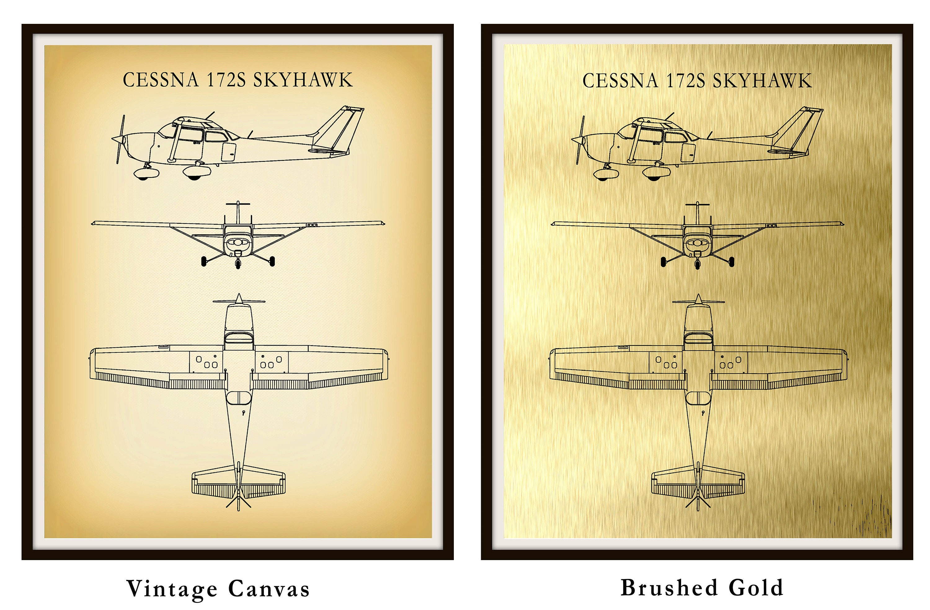 Cessna 172 Skyhawk Drawing Airplane Art Print Poster Aviation Art Aviation Decor Pilot 8387