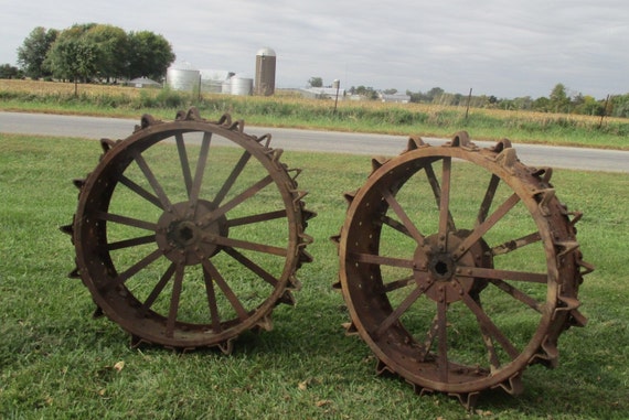 2 Tractor Tires Steel Wheels Vintage Implement by ...
