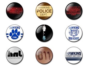 25mm / 38mm button badge STRANGER THINGS, 11, the weirdo. Upside Down