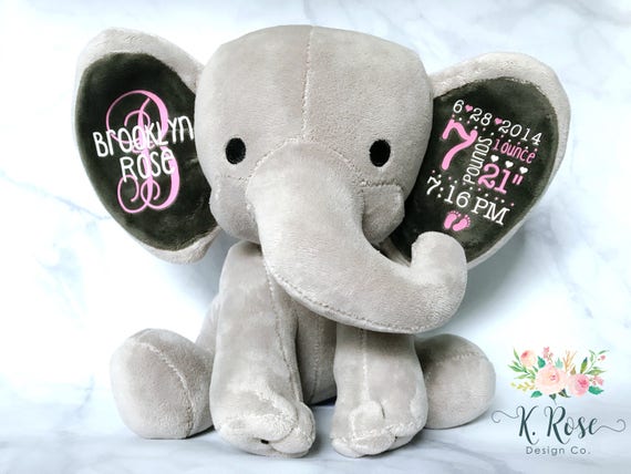 Birth Announcement Elephant Birth Stat Elephant Keepsake