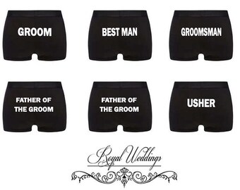 Personalised Underwear Groom Boxer Shorts Grooms Party Groomsmen Gifts
