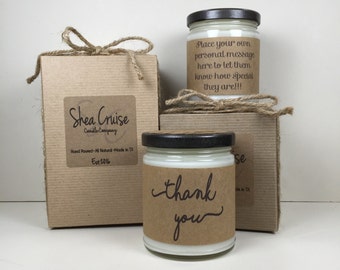Thank You Candle// Love Quote Gifts // Add Personalized Message // Gift