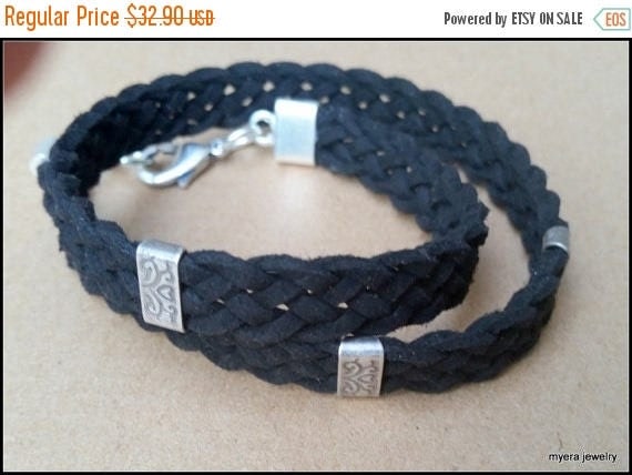 Free Shipping - Mens Wrap Bracelet, Men Leather Bracelet, Leather Wrap Wristband, Chunky Wrap Bracelet, Leather Metal Wristband, Adjustable