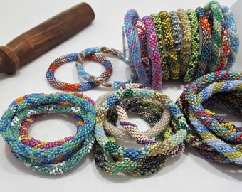 Elegant Glass Bead Bracelet, Roll On Bracelet, Colorful Bracelet, Nepal Bracelet, Seed Beed Bracelet