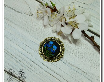 Blue Iris women brooch Iris brooch floral brooch women birthday gifts for mom gift girls mothers day gift feminine brooch floral jewelry