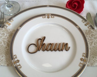 Wood place card names, Wooden Wedding Place Name, Name Place Setting, Wedding Place Cards, Custom wedding sign, Laser cut names, Guest Names