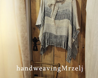 Linen Poncho - Women's clothing 0P1