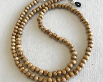 Natural Hand Carved Wood Beaded Eyeglass Chain-Sunglass Chain-Eyeglass Holder-Chain for Glasses- Necklace