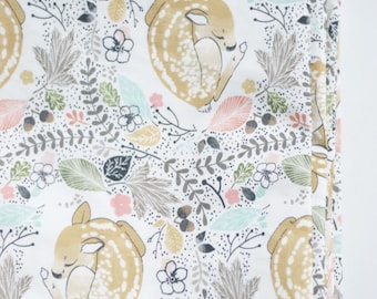 deer baby bedding, deer crib sheet, deer toddler bedding, fawn bedding, fawn changing pad cover, fawn crib bedding, woodland mini crib sheet