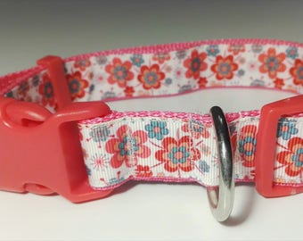 Adjustable Flor Dog Collar - Pink