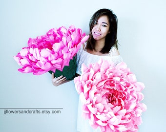 Handmade giant Peony with or without stem, paper flowers, wedding bouquet, bridesmaid bouquet, wedding decoration,Summer, Spring