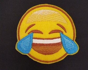 Emoji crying face Howler Embroidered Patch Badge Iron on or sew