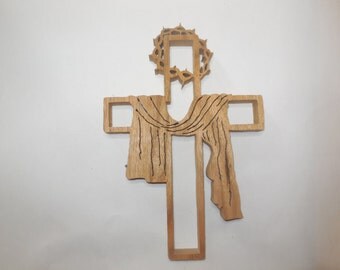 Crown of thorns wooden wall cross made out of Ash wood.