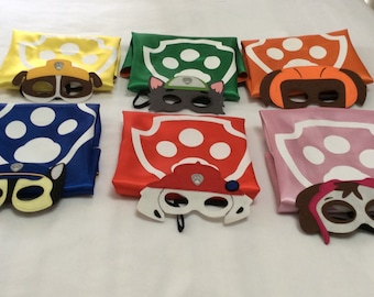 Paw patrol capes n masks, party favors, kids capes, personalized capes
