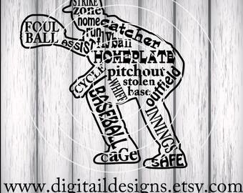 Baseball words svg | Etsy