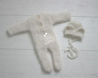 Newborn outfit,Newborn photography props, Newborn photo props, Creamy outfit,Alpaca ,Newborn bonnet,Newborn onesie,Teddy bear outfit,fluffy