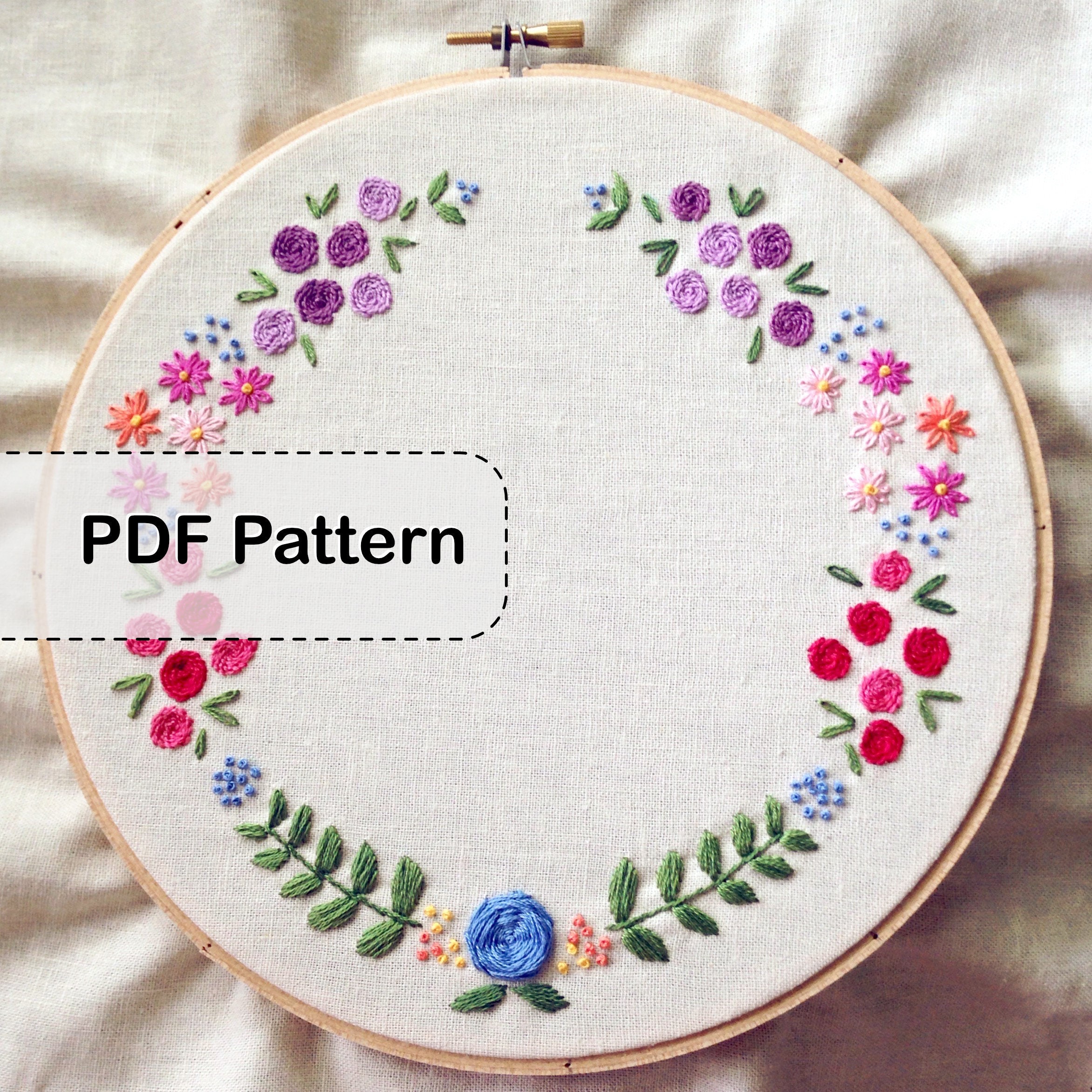 Download Floral Wreath Embroidery Pattern PDF