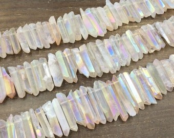 Pinkish Aura Quartz Crystal Points Raw Quartz Point Stick Spike Beads Graduated AA High Quality Wholesale Crystals 8-10mm*25-45mm