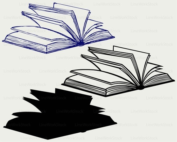 Open book svg/book clipart/book svg/open book silhouette ...