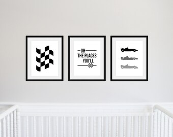 Race Car Printables // Instant Download // Printing Services Available // Cars Prints // Cars Nursery // Oh the Places You'll Go // Custom