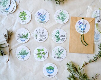 Sticker Set - Garden Herbs (3,8cm / 1,5")