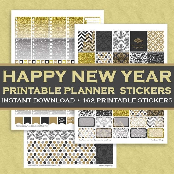 Happy New Year Printable Planner Stickers