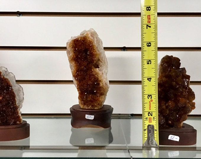 Citrine Cluster on Wood Base From Brazil- High Quality AAA Grade Fung Shui \ Orange \ Wealth \ Healing Stone \ Chakra Stones \ Money Stone