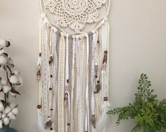 Large Dream Catcher, Natural dream catcher, beige dream catcher, neutral color dream catcher, boho dream catcher, boho wedding dreamcatcher