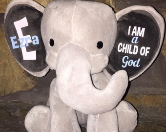 Personalized Baby Elephant Gift- New baby gift, babyshower gift, personalized baby keepsake, plush stuffed elephant, cute baby gift, unique