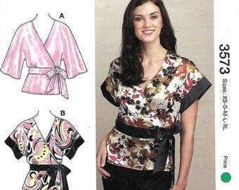 Kwik Sew 3573 Misses Wrap tops uncut sewing pattern sizes XS-XL