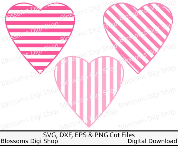 Stripe hearts svg cut files digital download svg valentines