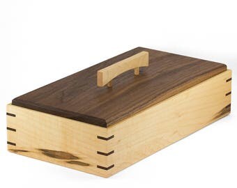 Elegant Wooden Keepsake Box made from Rock Maple and Black Walnut.