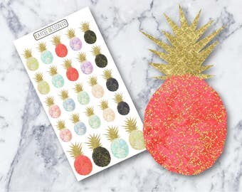 Glitter Pineapples / Planner Stickers / Hand Drawn / Doodle / Watercolor / Fits Erin Condren & MAMBI/ Filofax / Kikki K / Scrapbook