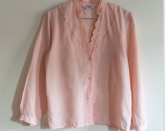Vintage 60's Pink Eyelet Blouse