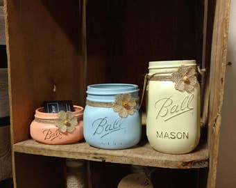 Mason Jar Desk Set, Desk Set, Mason Jar Office, Shabby Chic Desk Set, Mason Jar Office Set, Office Set, Desk Decor, 3pc Desk Set, Mason Jar