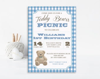 Items similar to Teddy Bear Themed Boy's Birthday Invitation - Choose ...