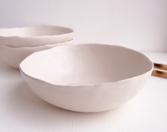 Handmade white ceramic cereal bowl, oatmeal pottery bowl, ceramic dessert bowl, white ceramic dish, cereal bowl, ceramic dish, white bowl