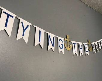 Glitter Tying the Knot, Nautical Bridal Shower, Bridal Shower Decor, Blue and Gold Glitter