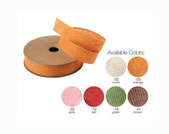 Cotton Linen Blend Fabric Ribbon, 5/8-inch, 25-yard- Choose