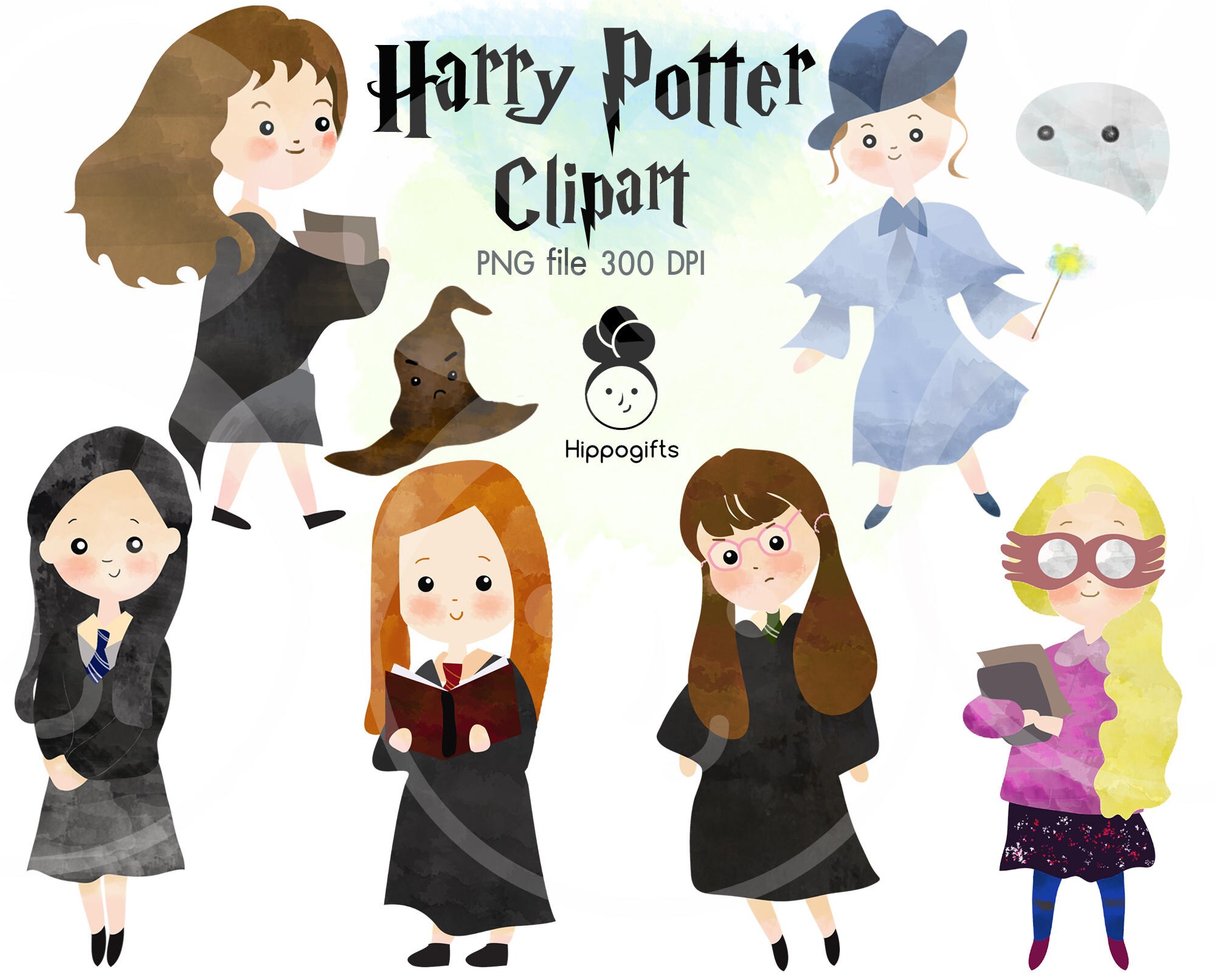 Harry Potter watercolor clipart instant downloadclipart