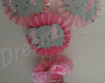 3 Piece Elephant Centerpiece. Elephant Baby Shower. Elephant Birthday. ALL colors available!