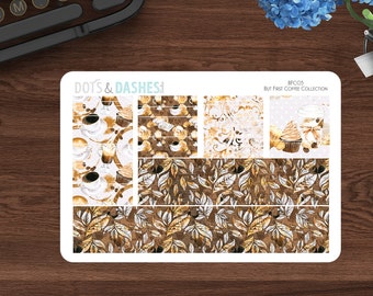 But first coffee washi sheet, bottom washi sticker, vertical planner bottom washi, washi, coffee washi, brown washi, BFC02