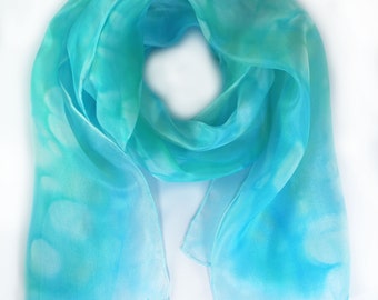 Turquoise blue silk scarf, turquoise scarf, mother's day gift, valentines gift, silk anniversary gift, 12th anniversary, gifts for mum
