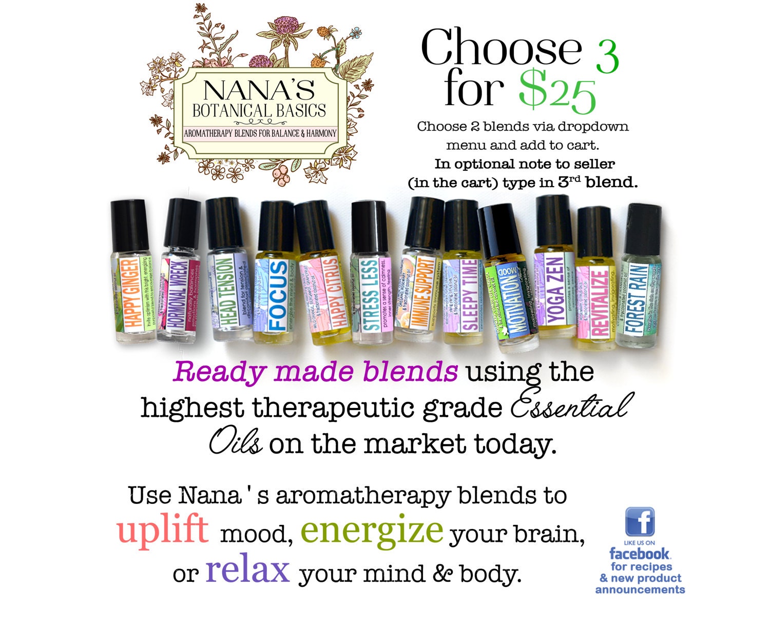 Essential Oil Roller Bottle Blends ready made