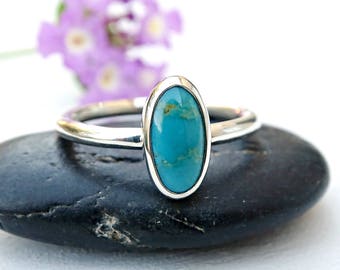 turquoise gem ring silver, turquoise engagement ring, proposal ring turquoise, December birthstone ring turquoise, anniversary gift for her