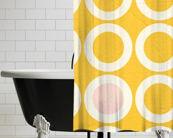 Retro Yellow Shower Curtain - Retro Bathroom Decor | UBU Republic