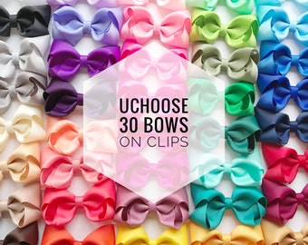 30 Hair bows on clip UCHOOSE, hair bows, bow bundle, toddler bows, baby bows, girls bows, clip bows, cheap hair bows, hair bow set, bow clip
