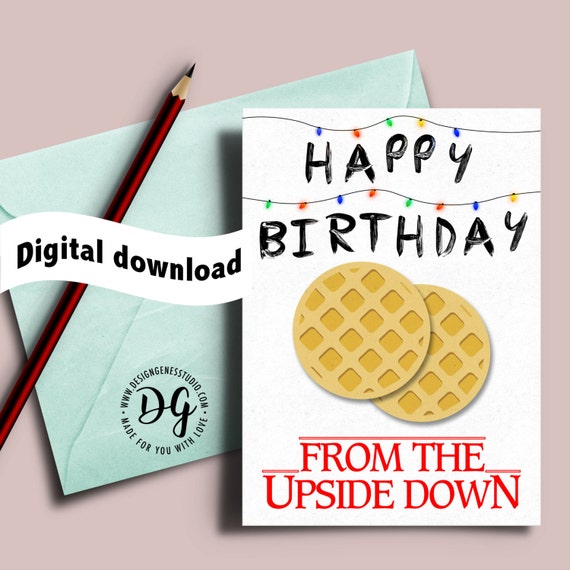 Printable Stranger Things Birthday Card Christmas Lights The