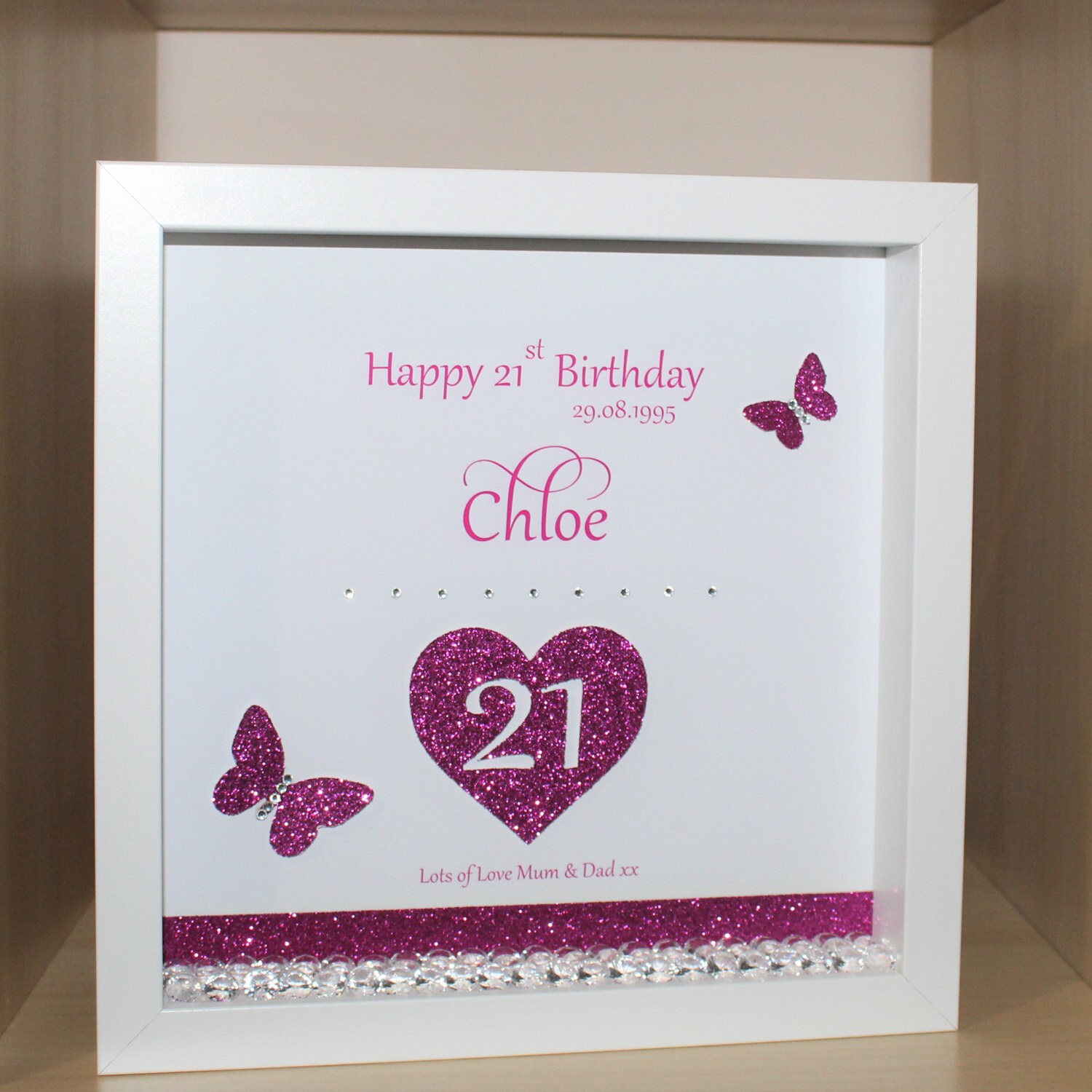 Personalised Birthday shadow box frame gift 18th 21st 30th