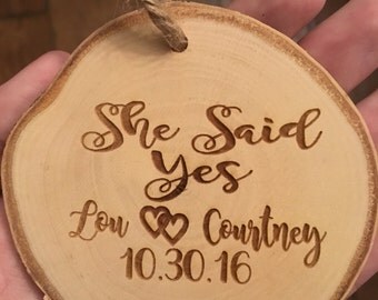 She said yes christmas ornament - Our First Engaged Christmas Ornament - Personalized Christmas Ornament - Engagement Christmas Ornament